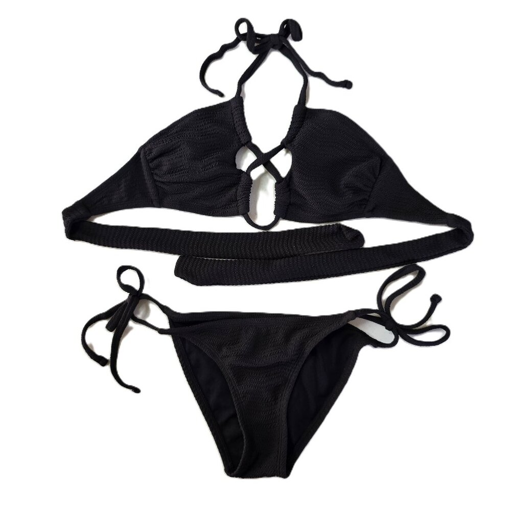 No Boundaries Black Bikini Set Top Small (3–5) Bottom XS (1)
